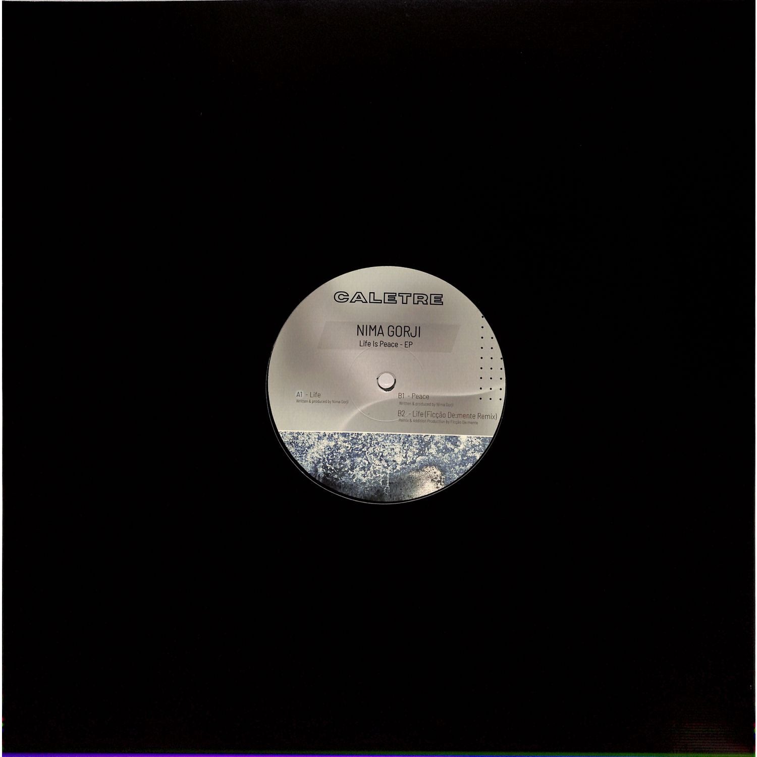 Yoyaku NIMA GORJI life is peace EP vinyl record front cover with abstract artwork and minimalist design.