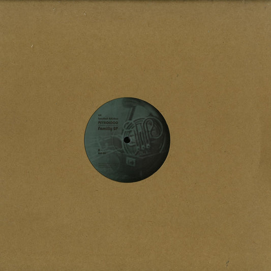 Syncrophone vinyl record titled PSYKOLOCO – FAMILLY EP with colorful album cover art, displayed front view.
