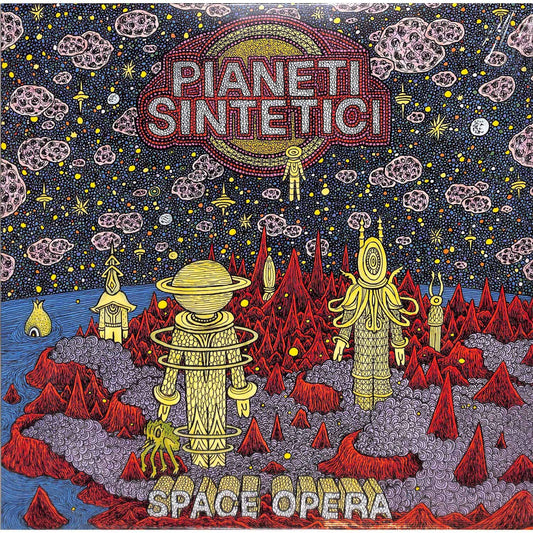 Space Cadets vinyl record titled PIANETI SINTETICI – SPACE OPERA, front cover featuring cosmic artwork and album details.