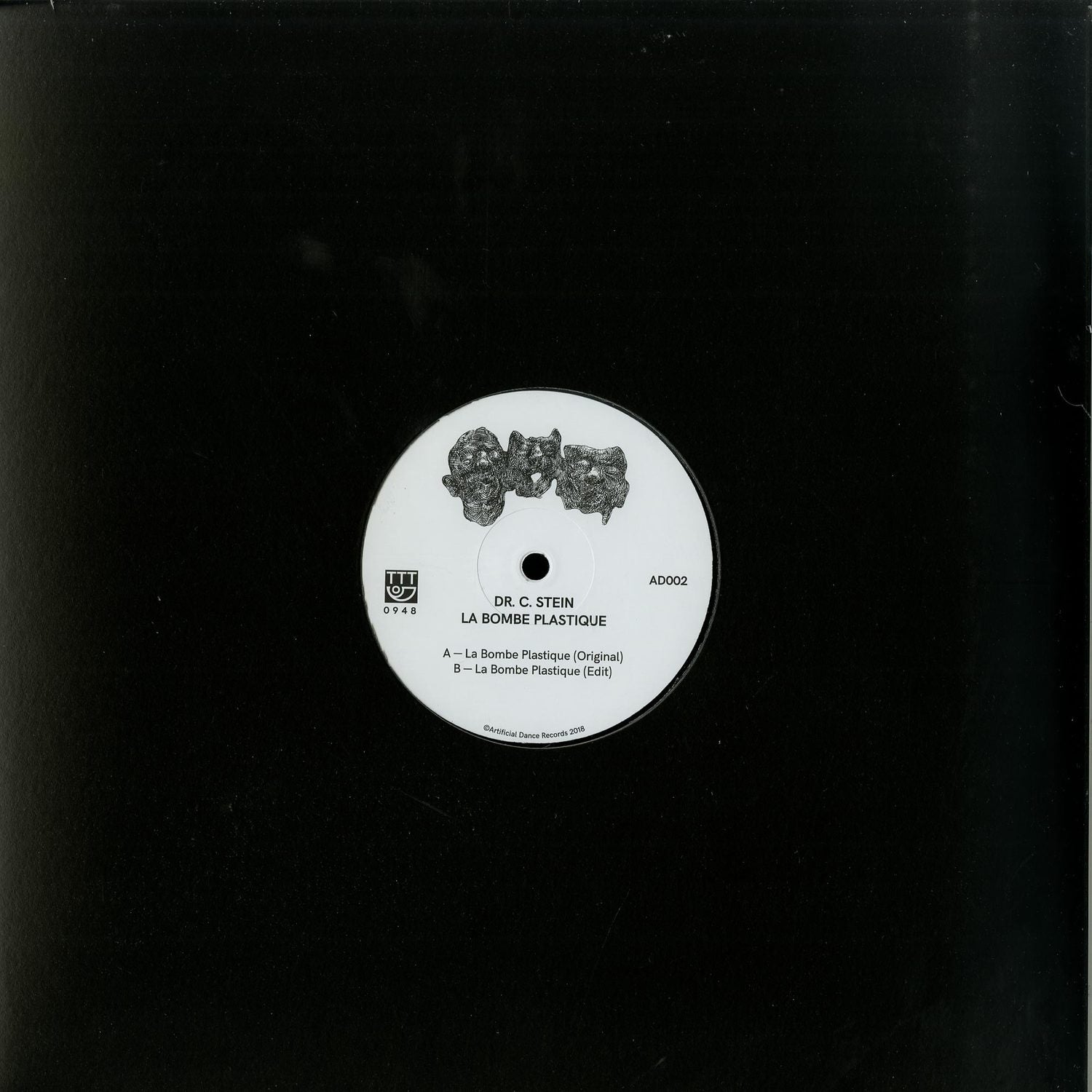 Second Hand vinyl record of Dr. C. Stein's La Bombe Plastique with colorful label design and album artwork.