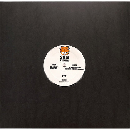 Triple Vision Gold Dust vinyl record by FFF, featuring a close-up of the front cover with gold accents and bold typography.