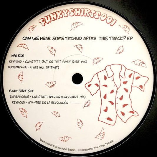 KEYMONO & DUMBMACHINE vinyl record EP "Can We Hear Some Techno After This Track?" featuring vibrant cover art.
