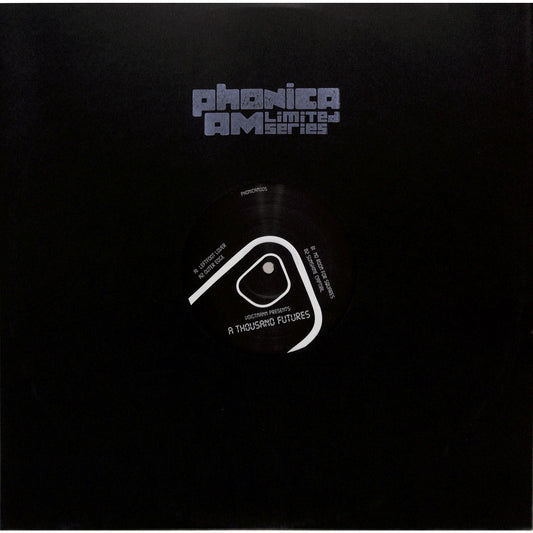Rubadub vinyl record of Voigtmann's "A Thousand Futures" showing the album cover art with bold graphics and text.